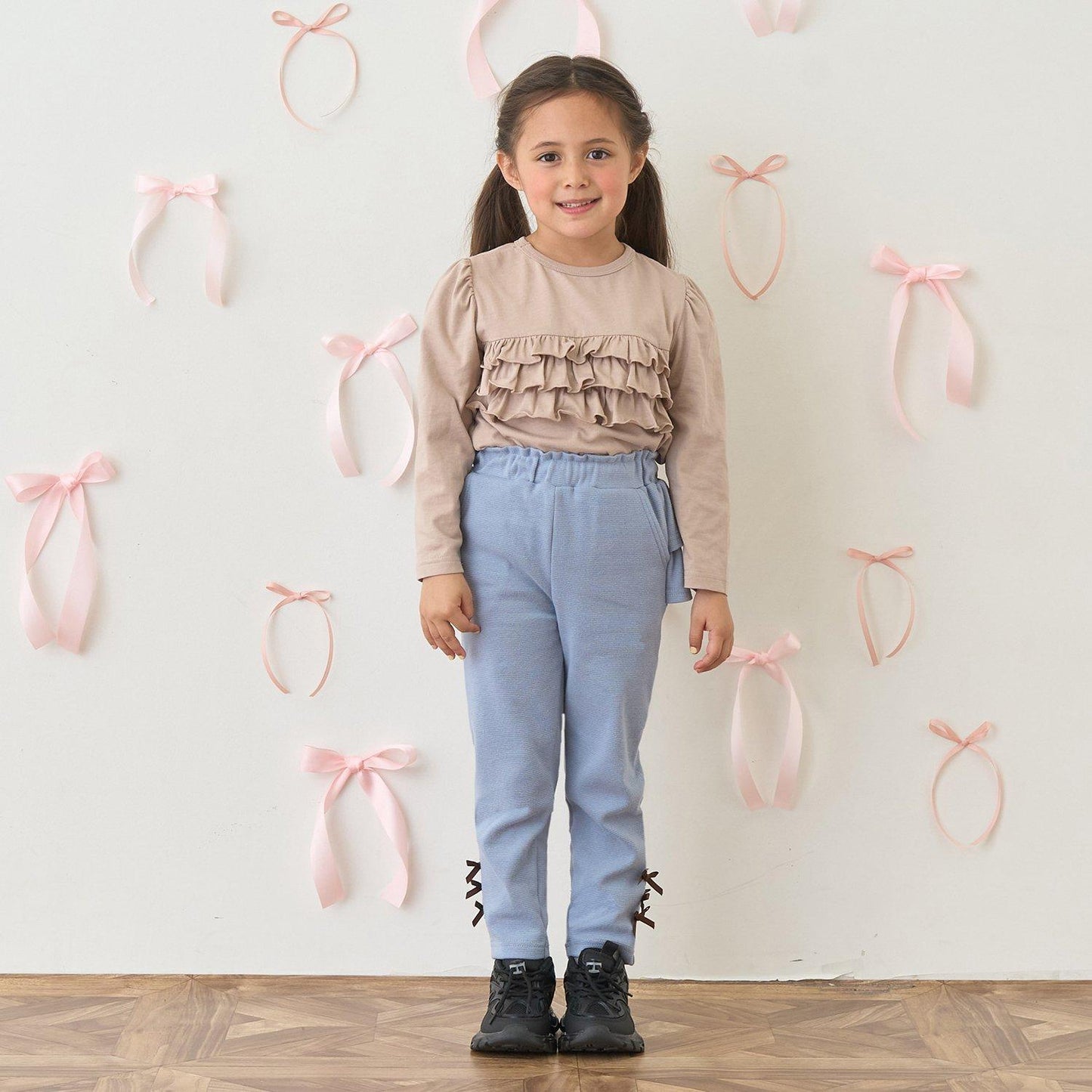 【ともパン】後襬荷葉邊下襬蝴蝶結褲