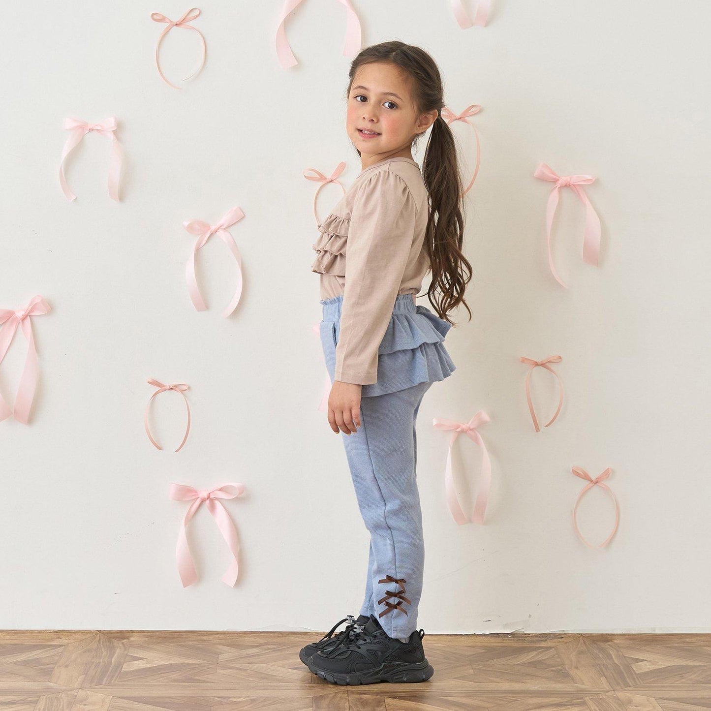 【ともパン】後襬荷葉邊下襬蝴蝶結褲