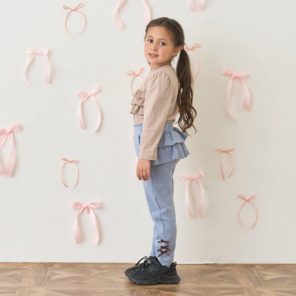 【ともパン】後襬荷葉邊下襬蝴蝶結褲