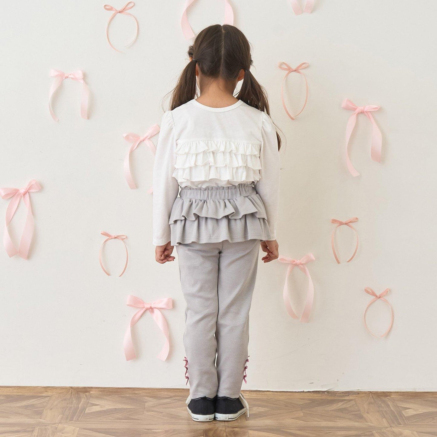 【ともパン】後襬荷葉邊下襬蝴蝶結褲