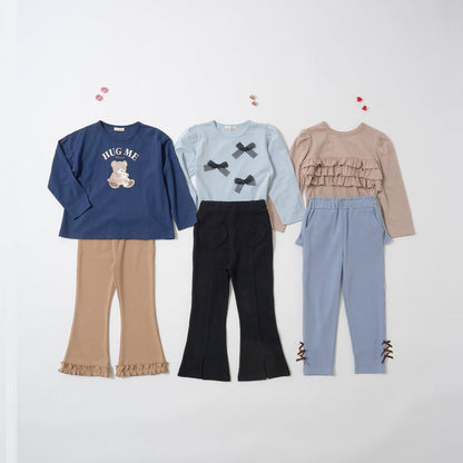 【ともパン】後襬荷葉邊下襬蝴蝶結褲