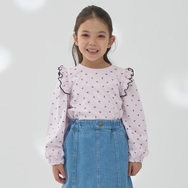 【軟棉】帶荷葉邊泡泡袖多款全印花T恤