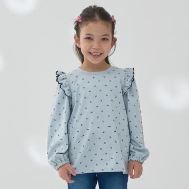 【軟棉】帶荷葉邊泡泡袖多款全印花T恤