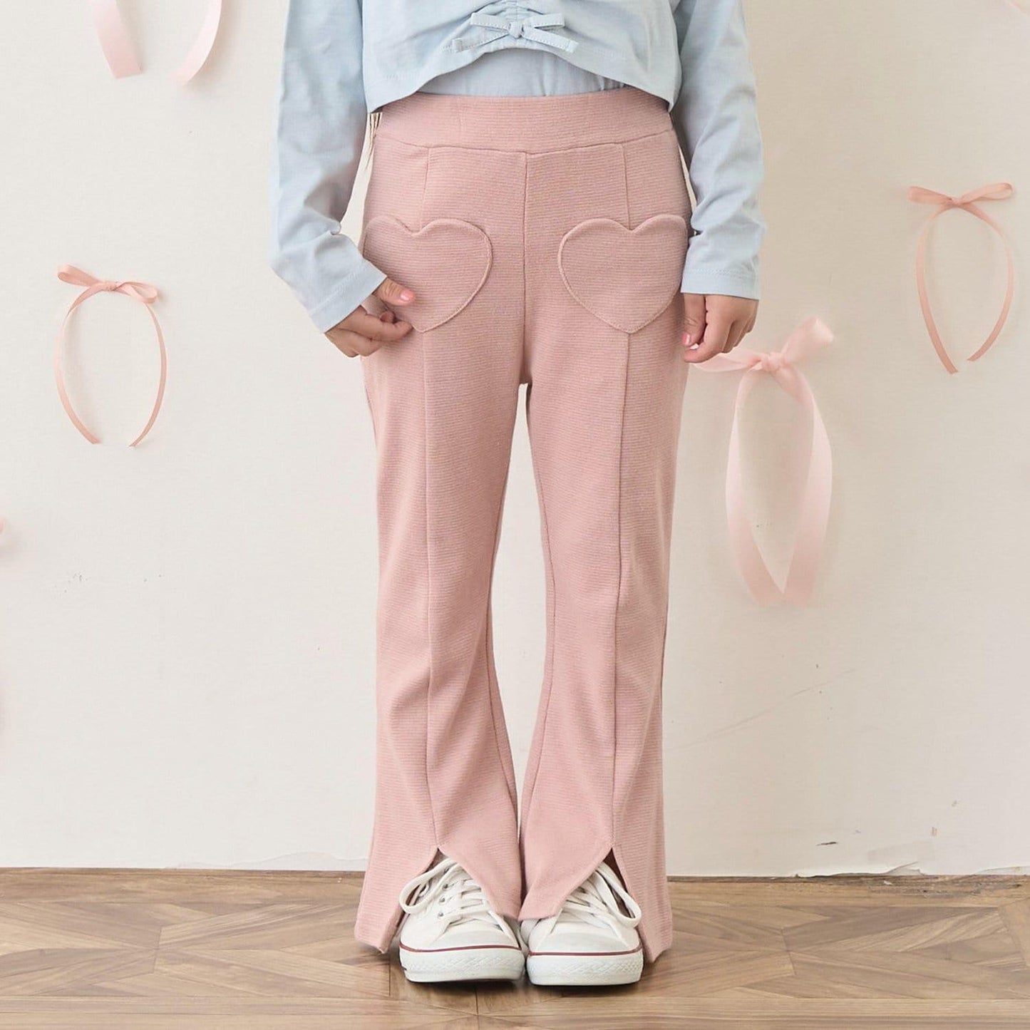 【ともパン】愛心口袋開衩喇叭褲