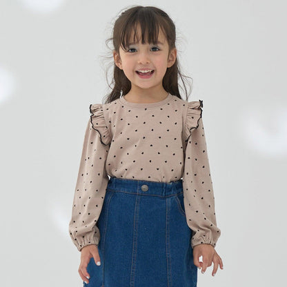 【軟棉】帶荷葉邊泡泡袖多款全印花T恤