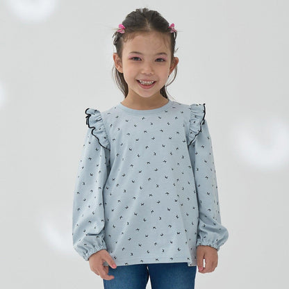 【軟棉】帶荷葉邊泡泡袖多款全印花T恤