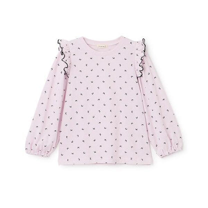 【軟棉】帶荷葉邊泡泡袖多款全印花T恤