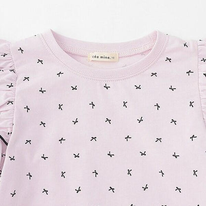 【軟棉】帶荷葉邊泡泡袖多款全印花T恤