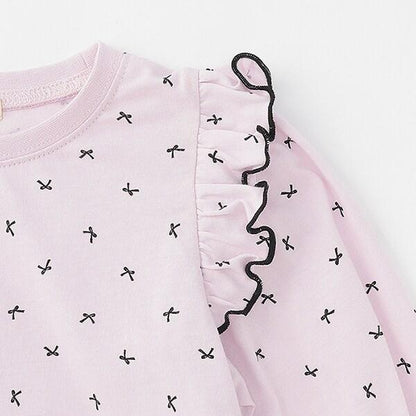 【軟棉】帶荷葉邊泡泡袖多款全印花T恤