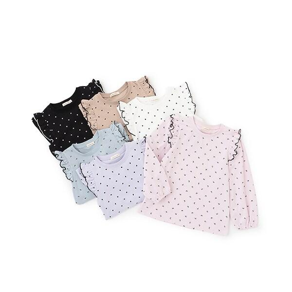 【軟棉】帶荷葉邊泡泡袖多款全印花T恤