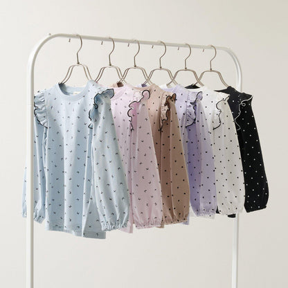 【軟棉】帶荷葉邊泡泡袖多款全印花T恤