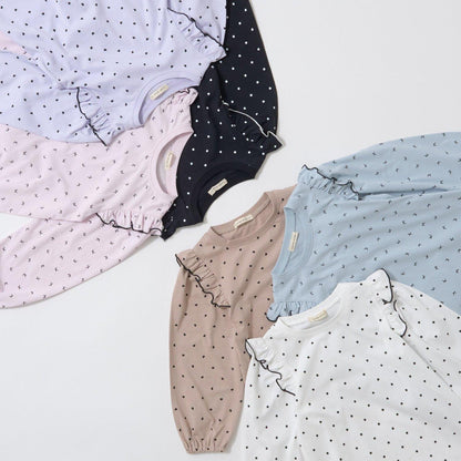 【軟棉】帶荷葉邊泡泡袖多款全印花T恤