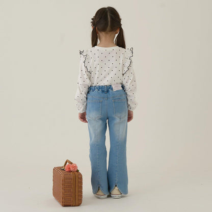 【軟棉】帶荷葉邊泡泡袖多款全印花T恤