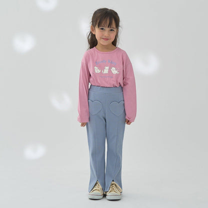 【ともパン】愛心口袋開衩喇叭褲