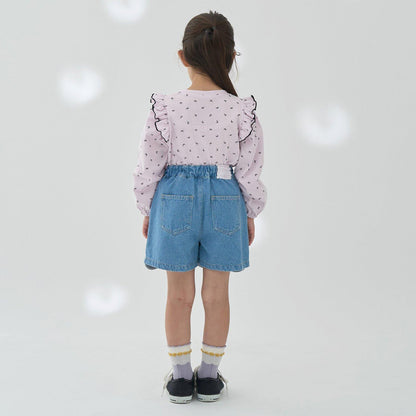 【軟棉】帶荷葉邊泡泡袖多款全印花T恤