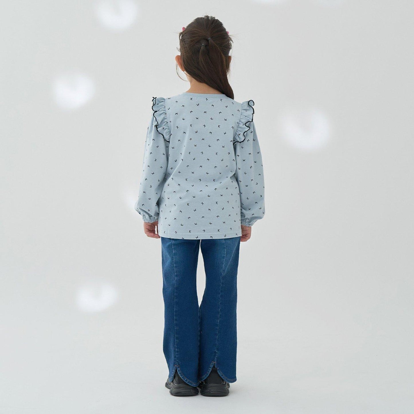 【軟棉】帶荷葉邊泡泡袖多款全印花T恤