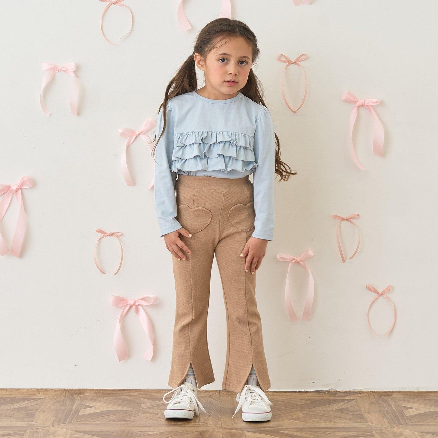 【ともパン】愛心口袋開衩喇叭褲