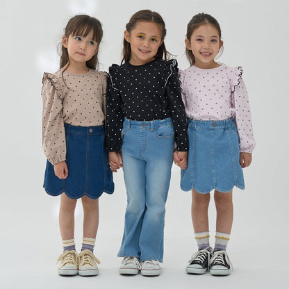 【軟棉】帶荷葉邊泡泡袖多款全印花T恤