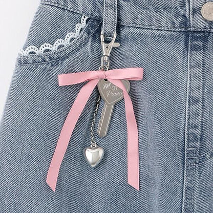 帶吊墜蕾絲飾邊牛仔褲