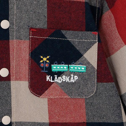 【人氣商品】【直營店無售】電車刺繡格紋長袖襯衫