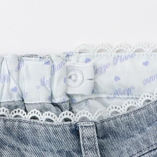 帶吊墜蕾絲飾邊牛仔褲