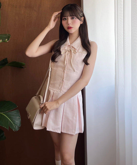 【完売カラー再販売】YUI企画 ノースリーブシャツミニワンピース