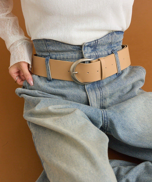 ラウンドバックルワイドベルト