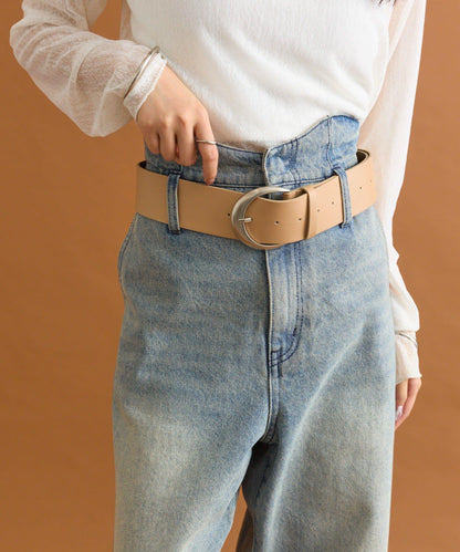 ラウンドバックルワイドベルト