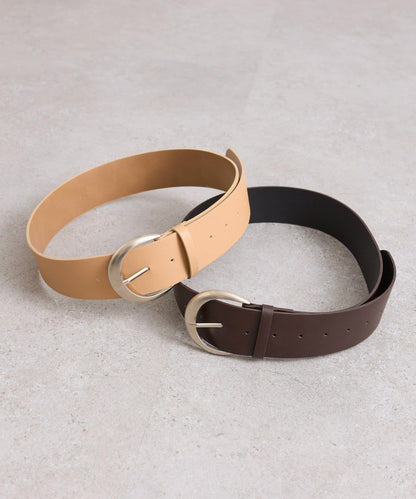 ラウンドバックルワイドベルト