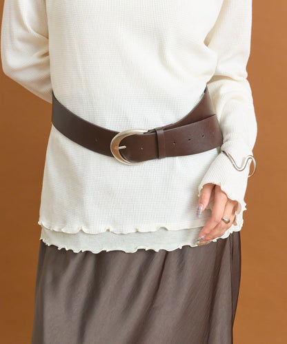 ラウンドバックルワイドベルト