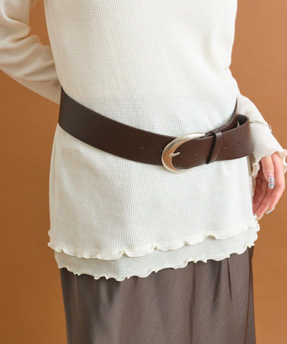 ラウンドバックルワイドベルト