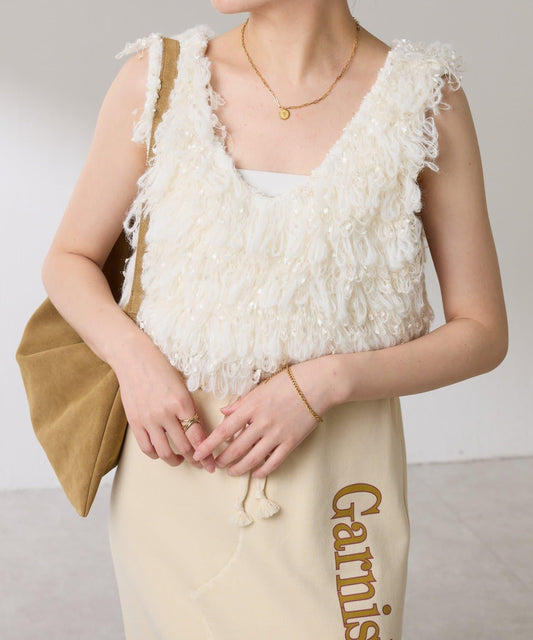 【ロングシーズン使える】クロップドニットベスト