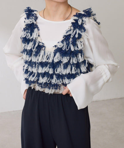 【ロングシーズン使える】クロップドニットベスト