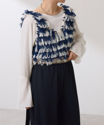 【ロングシーズン使える】クロップドニットベスト