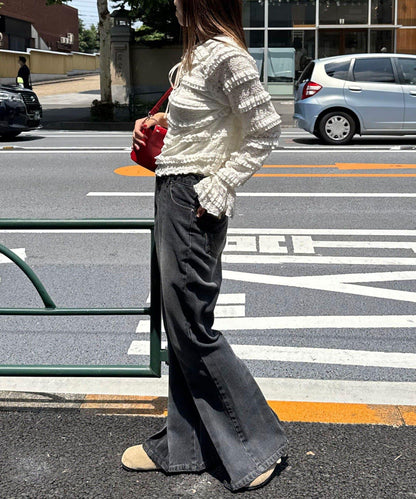 水手領彩色蕾絲荷葉邊上衣