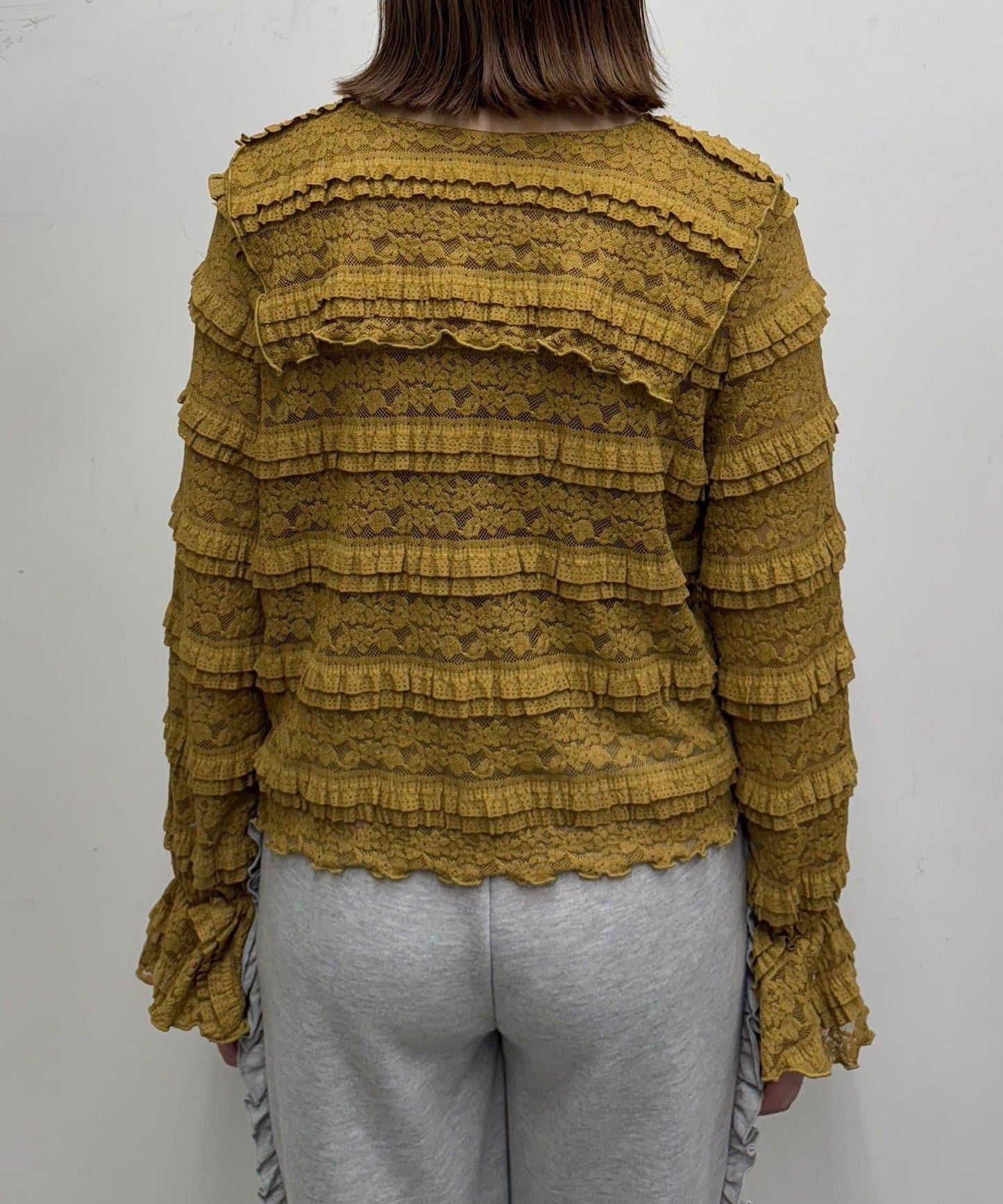 水手領彩色蕾絲荷葉邊上衣