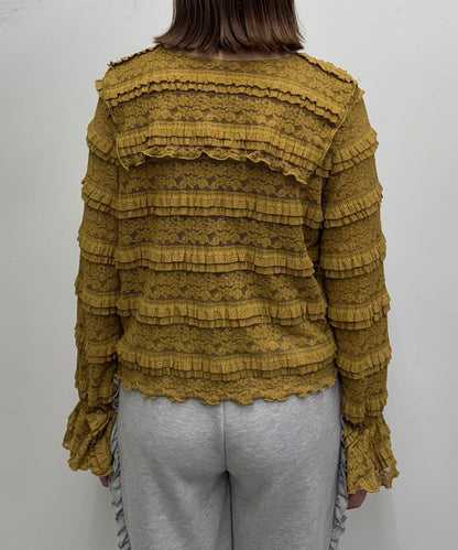 水手領彩色蕾絲荷葉邊上衣