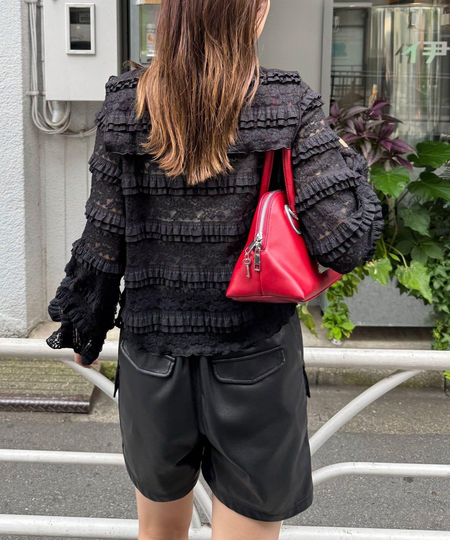 水手領彩色蕾絲荷葉邊上衣