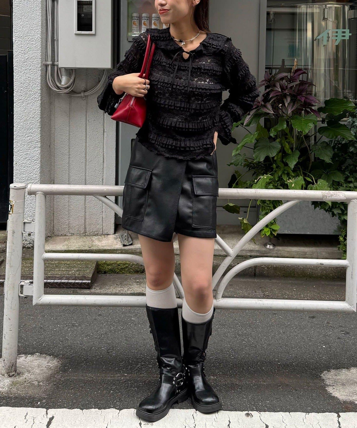 水手領彩色蕾絲荷葉邊上衣