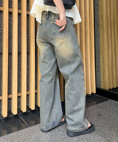 【2尺碼展開】帶石頭的寬鬆牛仔褲