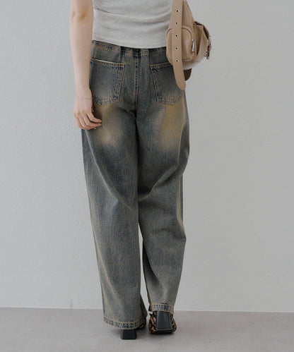 【2尺碼展開】帶石頭的寬鬆牛仔褲