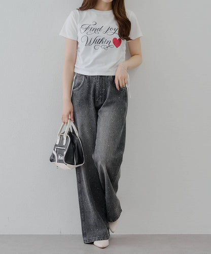 【2尺碼展開】帶石頭的寬鬆牛仔褲
