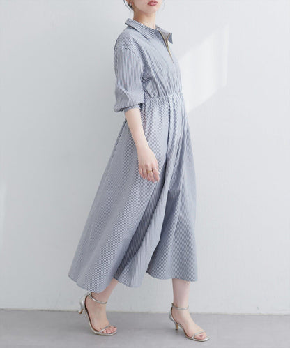 【限定】前拉鍊領口連衣裙