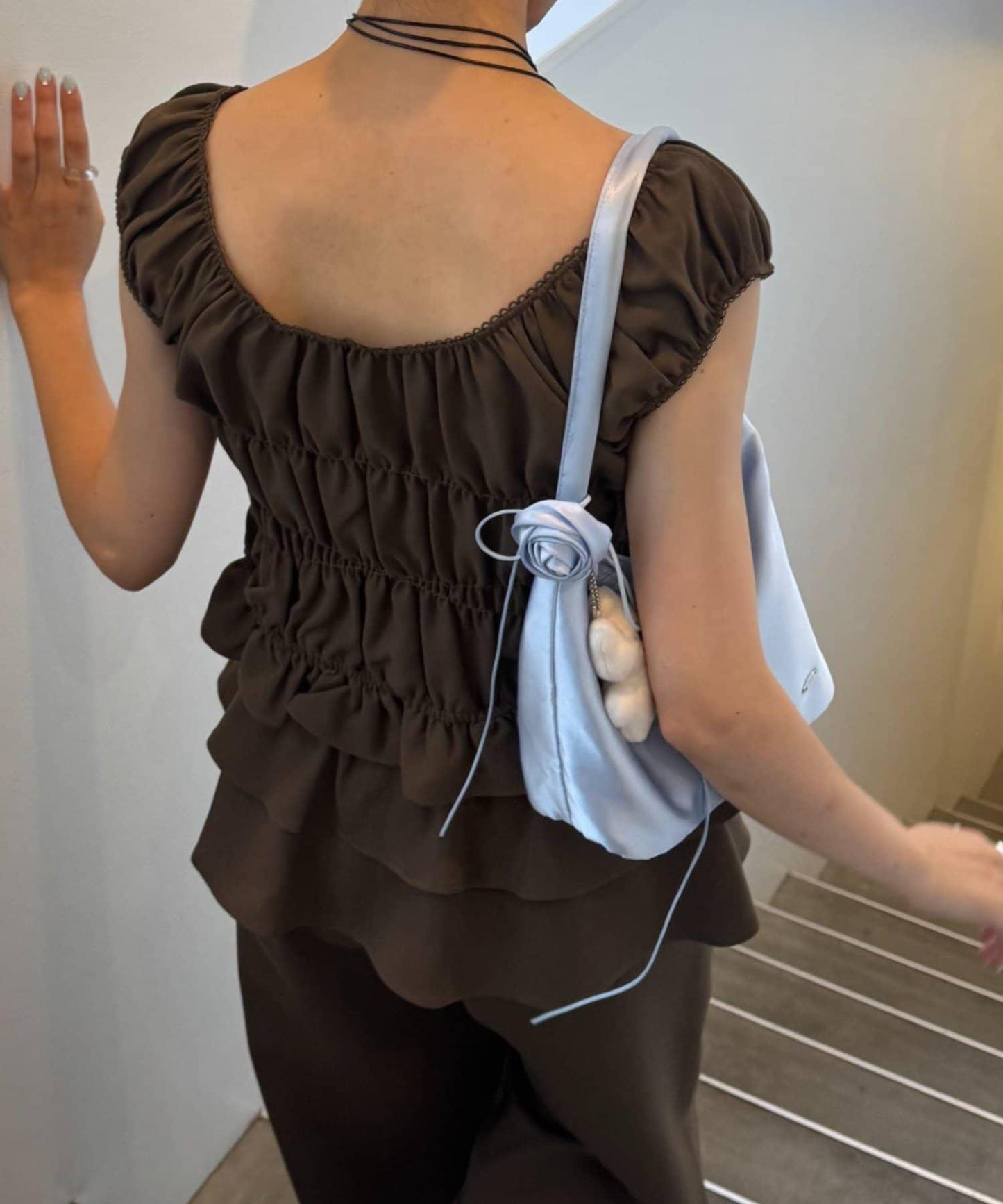 【CIAOPANIC TYPY】帶玫瑰吊墜緞面包