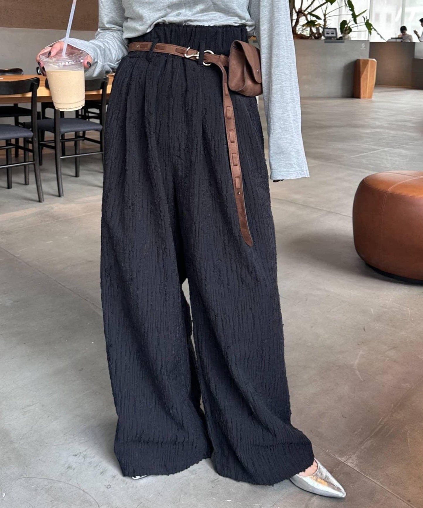 【CIAOPANIC TYPY】提花褶皺寬腿褲