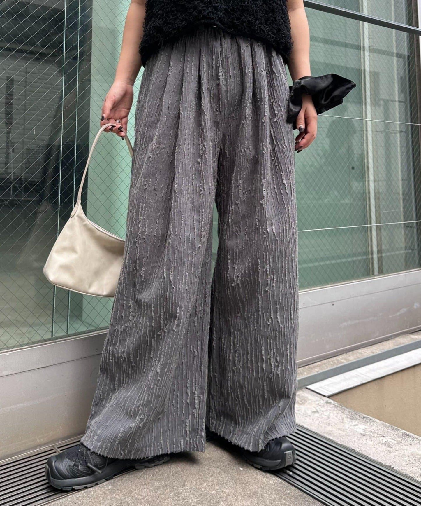 【CIAOPANIC TYPY】提花褶皺寬腿褲