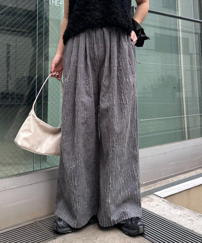 【CIAOPANIC TYPY】提花褶皺寬腿褲