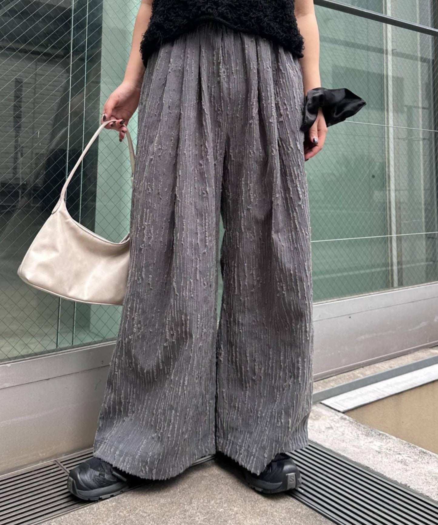 【CIAOPANIC TYPY】提花褶皺寬腿褲