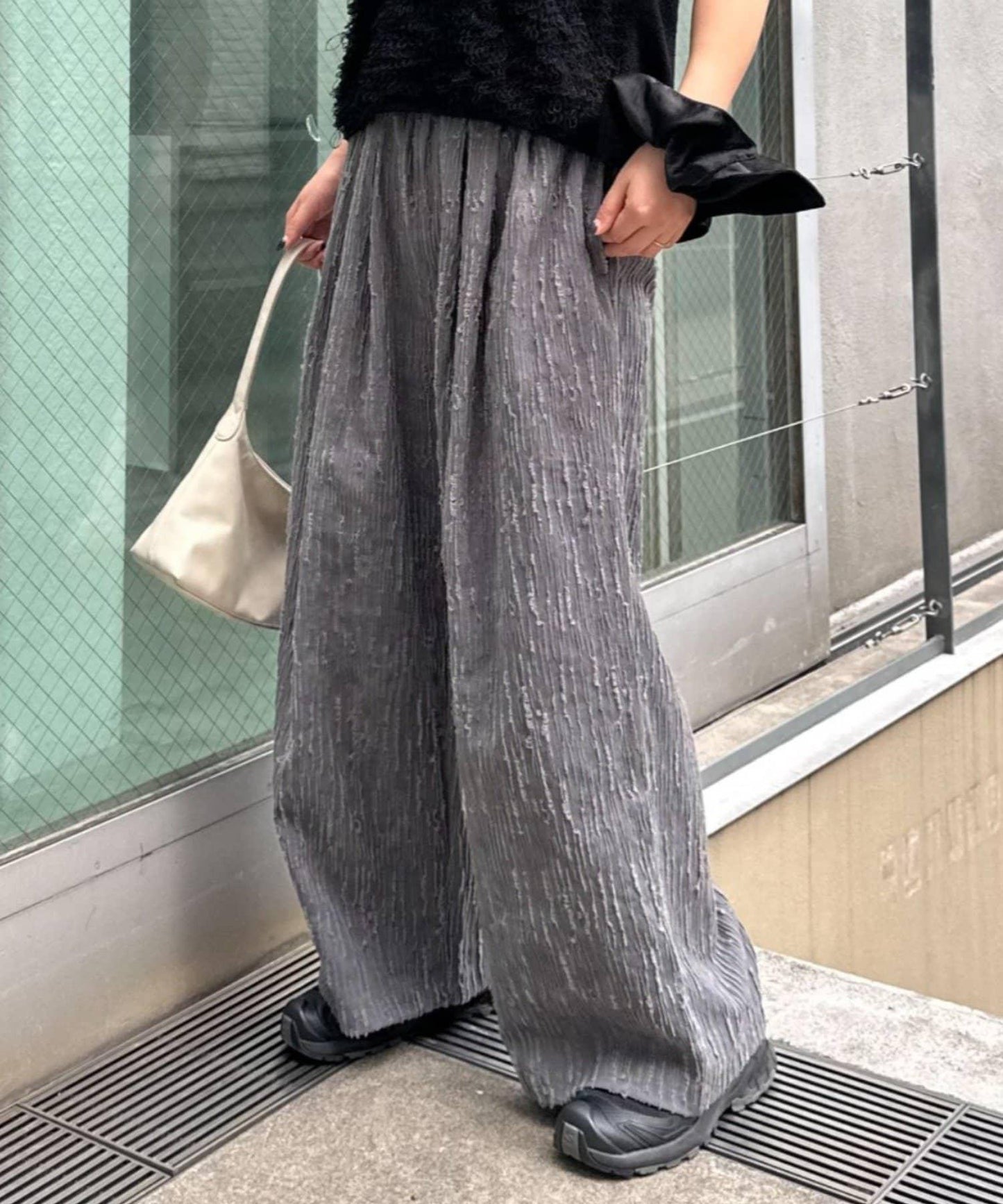 【CIAOPANIC TYPY】提花褶皺寬腿褲