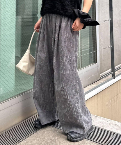 【CIAOPANIC TYPY】提花褶皺寬腿褲